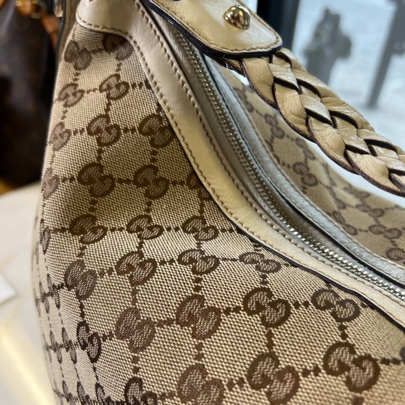 Gucci GG Supreme Canvas/White Leather Pelham Tote - Picture 5 of 9